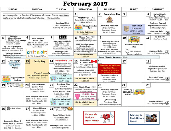 February Calendar BeConnected Support Services
