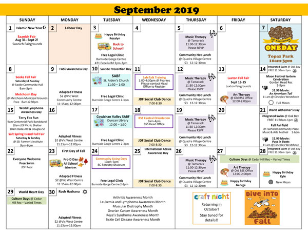 September Calendar - BeConnected Support Services